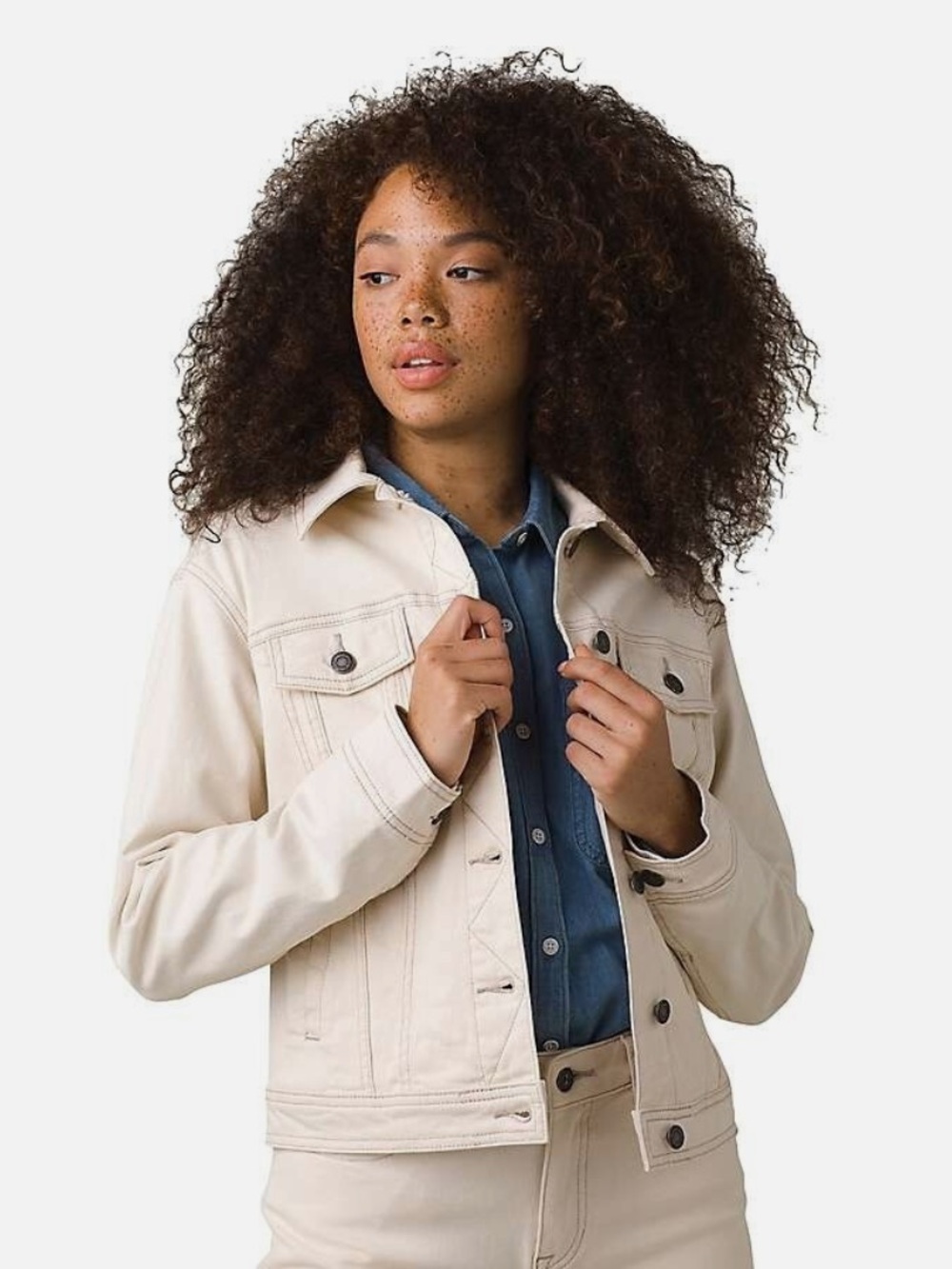 Prana Cream Trucker Jean Jacket